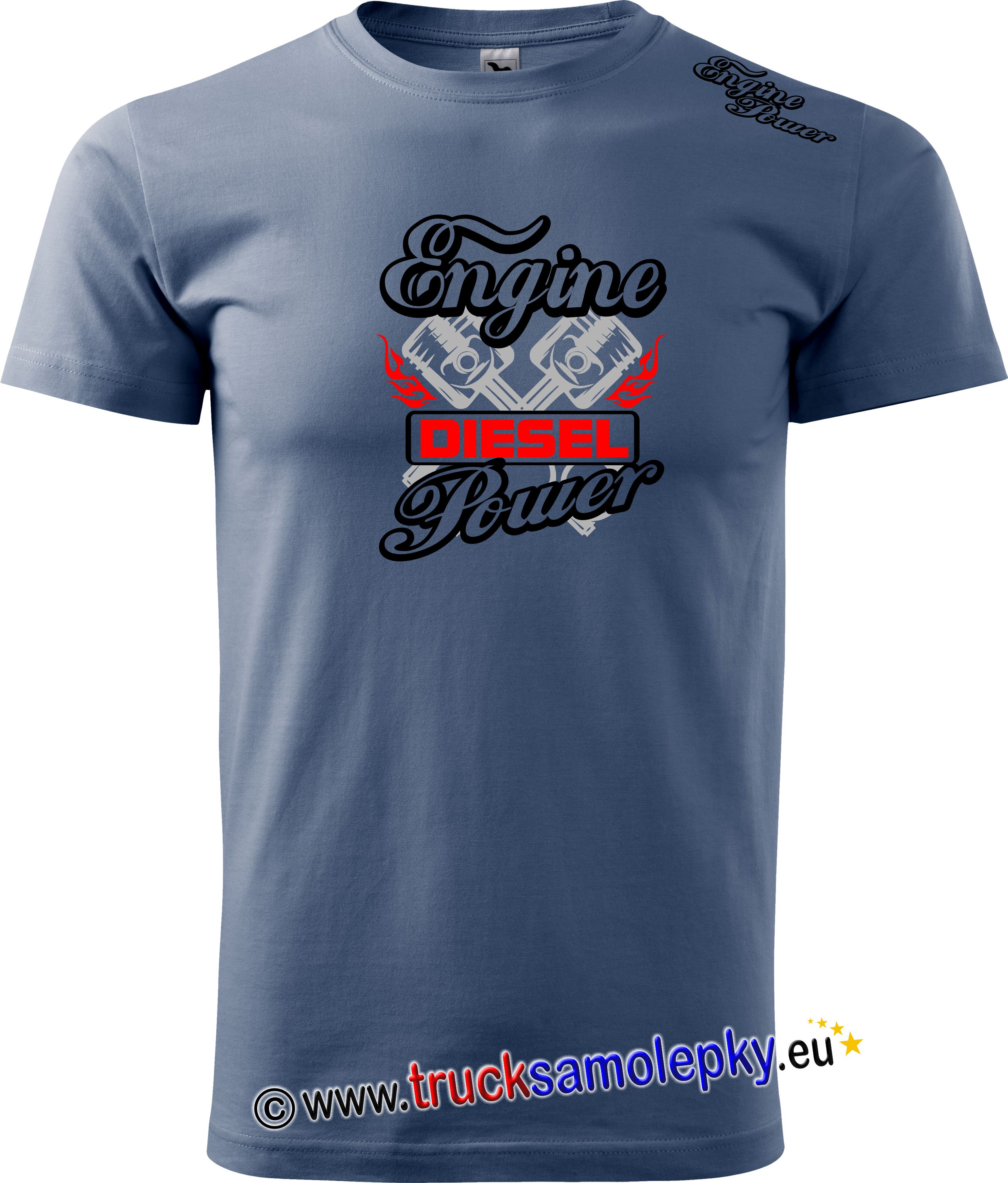 Truck tričko ENGINE DIESEL POWER v barvě denim