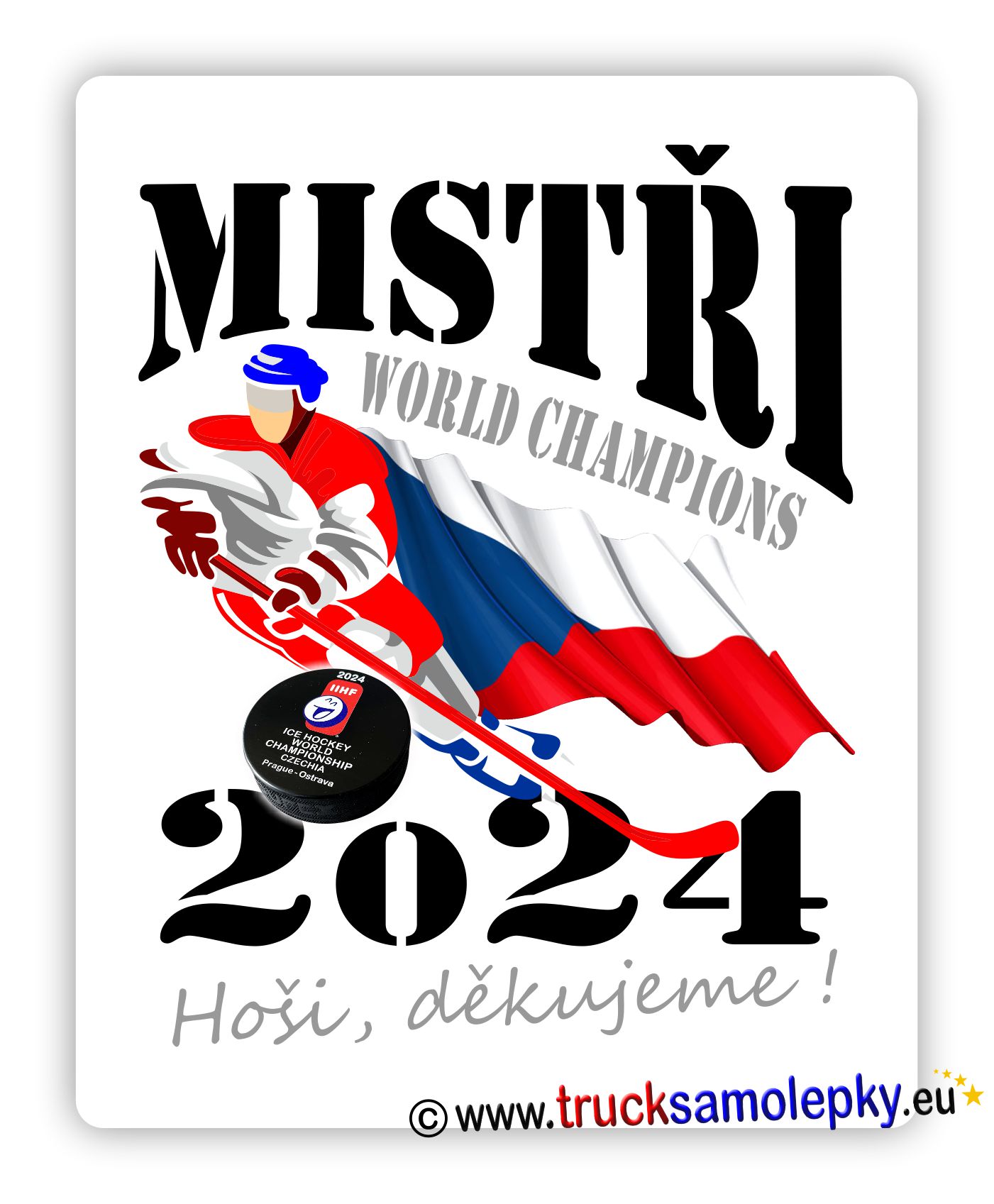 Samolepka MISTŘI 2024 - bílá