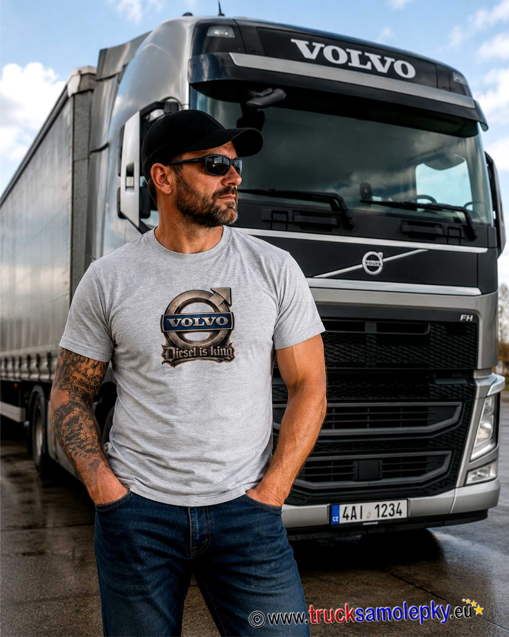 Truck tričko VOLVO Diesel is king v barvě šedé