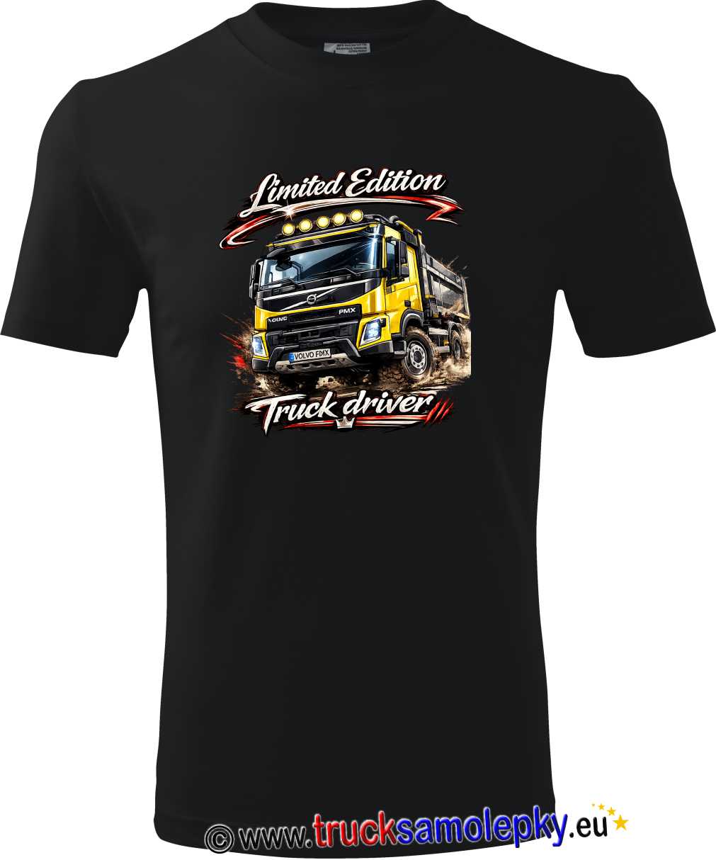 Truck tričko VOLVO žluté FMX v barvě černé