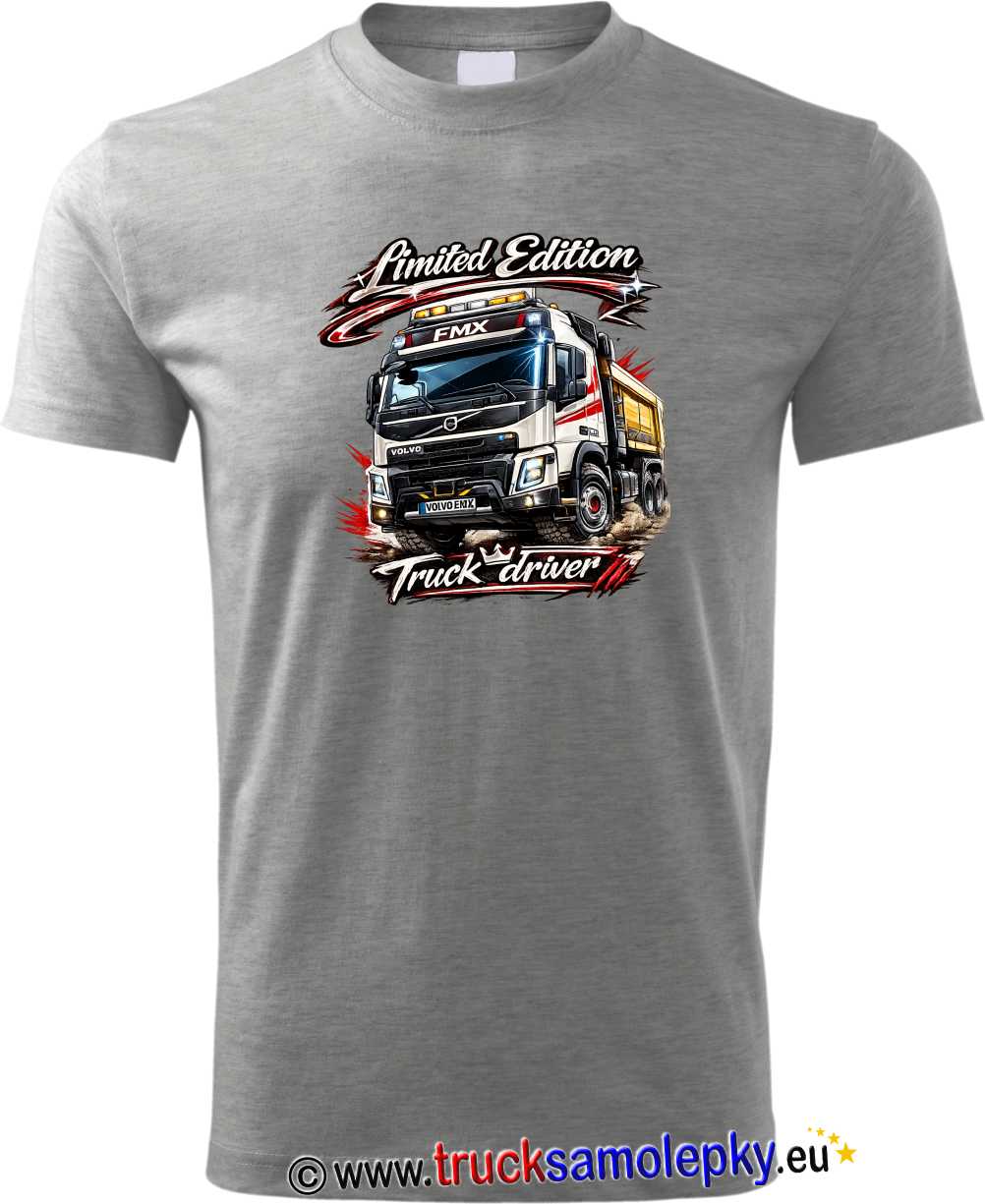 Truck tričko VOLVO bílé FMX v barvě šedé