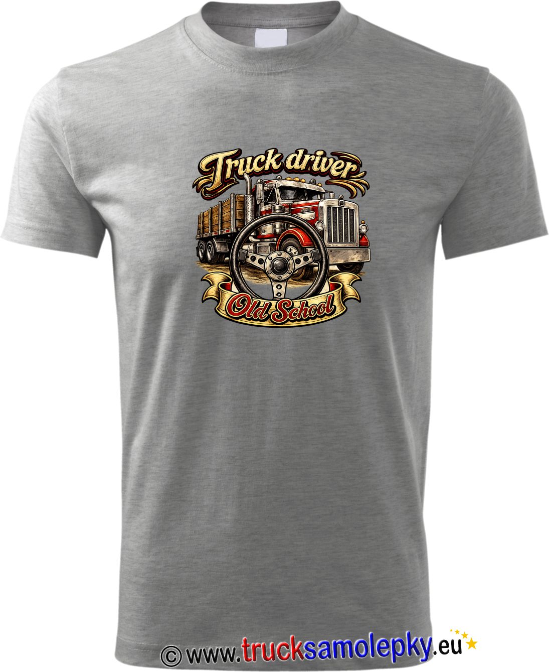 Truck tričkoTruck driver Old School v barvě šedé